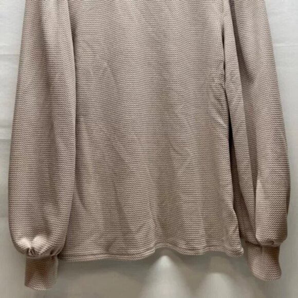 Express Ladies Waffle Knit Blouse Tan Medium Long Sleeve Office Wear Career Top - Picture 4 of 10